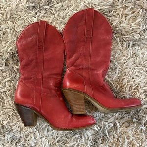 Jessica Simpson red cowboy boots